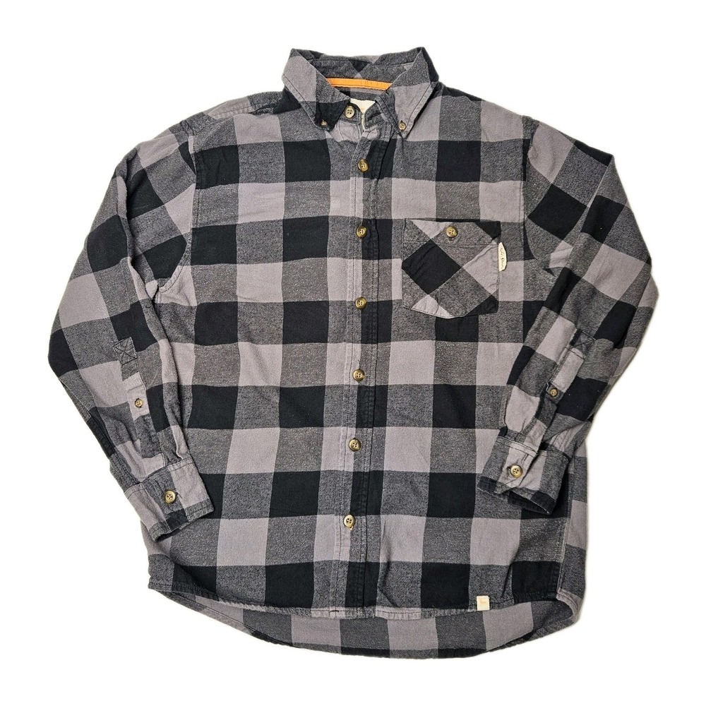 Field & Stream Tartan Flannel Long Sleeve Button Up Shirt Mens Size S Gray Black